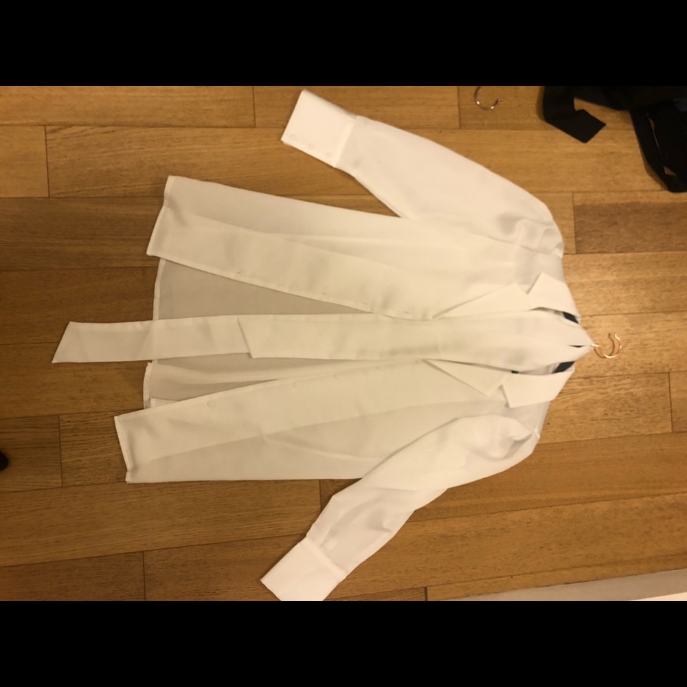 White blazer dress that ties up